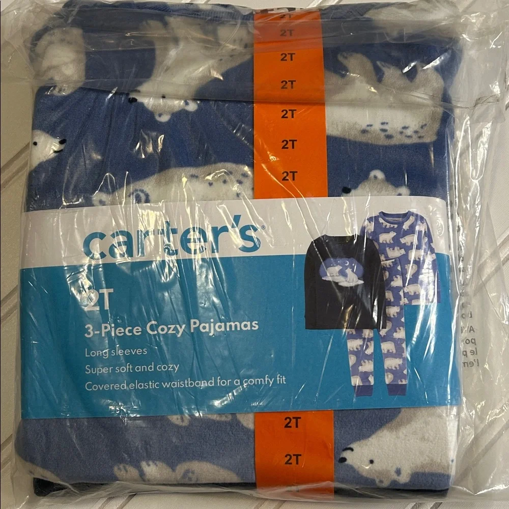 NEW Carter’s 2T Toddler Boys Polar Bear 3 Piece Fleece PJs